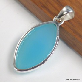Pendentif Calcedoine bleu paraiba marquise argent 925