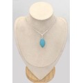 Pendentif Calcedoine bleu paraiba marquise argent 925