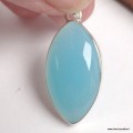 Pendentif Calcedoine bleu paraiba marquise argent 925
