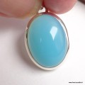 Pendentif Calcedoine bleu paraiba ovale argent 925