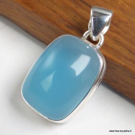 Pendentif Calcedoine bleu paraiba rectangulaire et argent 925
