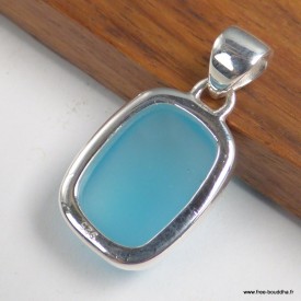 Pendentif Calcedoine bleu paraiba rectangulaire et argent 925