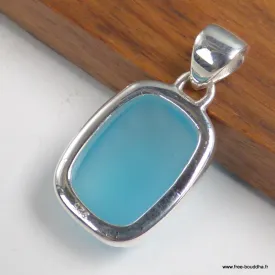 Pendentif Calcédoine bleu paraiba argent 925 - Chakra de la Gorge