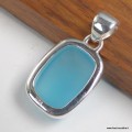 Pendentif Calcedoine bleu paraiba rectangulaire et argent 925