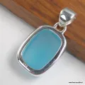 Pendentif Calcédoine bleu paraiba argent 925 - Chakra de la Gorge