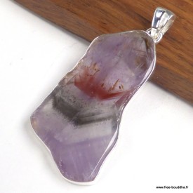 Pendentif Cacochynite Super Seven tranche 5,4 cm en argent 925