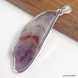 Pendentif Cacochynite Cacoxenite Super Seven tranche 6,4 cm argent 925