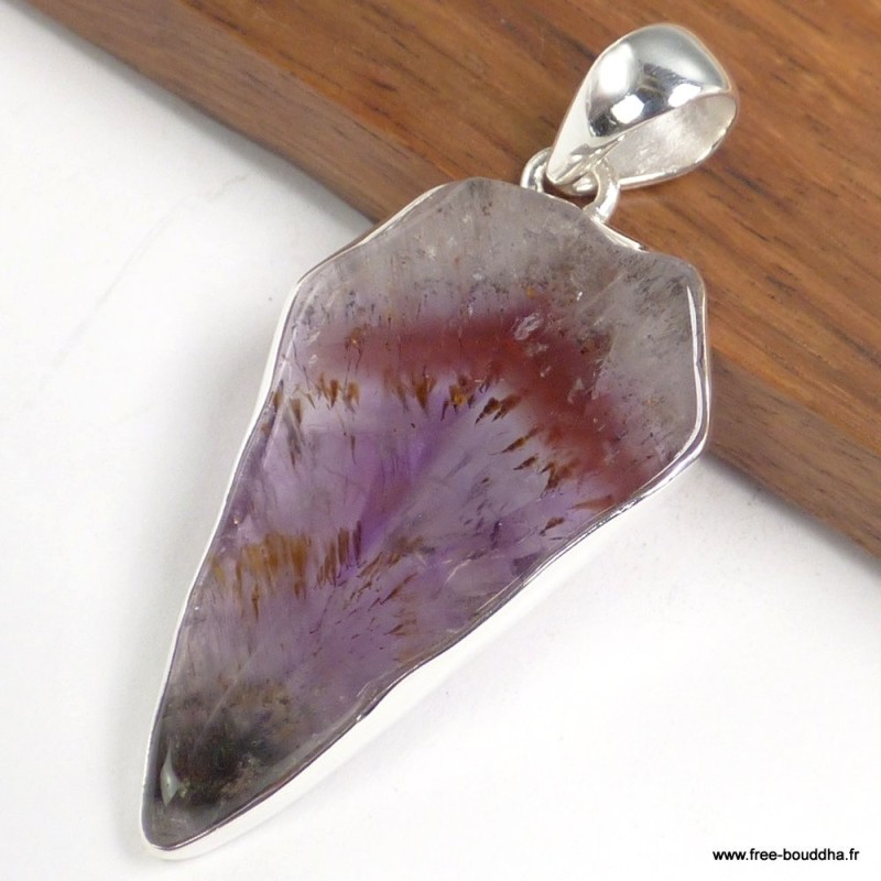 Pendentif Cacochynite Cacoxenite tranche en pointe - Bijoux en Cacochynite Super Seven
