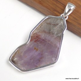 Pendentif Cacoxenite Cacochynite Super Seven tranche 5,9 cm argent 925