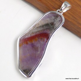 Grand pendentif Cacochynite Cacoxenite Super Seven 5,9 cm argent 925