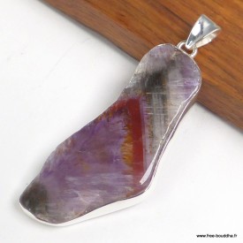 Grand pendentif Cacochynite Cacoxenite Super Seven 5,9 cm argent 925