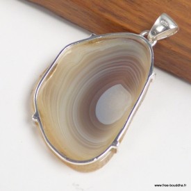 Pendentif Agate de Botswana naturelle tranche - Bijoux en Agate de Botswana