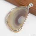 Pendentif Agate de Botswana naturelle tranche - Bijoux en Agate de Botswana