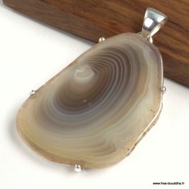 Pendentif Agate de Botswana naturelle tranche - Bijoux en Agate de Botswana