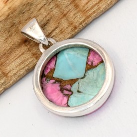 Pendentif Turquoise Nevada Candy rose en argent 925 poinconne