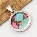 Pendentif Turquoise Nevada Candy rose en argent 925 poinconne