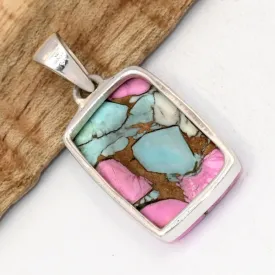 Pendentif Turquoise du Nevada rectangulaire - Bijoux en Turquoise