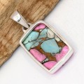 Pendentif Turquoise Nevada rectangulaire en argent 925 poinçonné