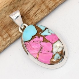 Pendentif Turquoise du Nevada ovale - Bijoux en Turquoise