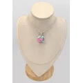 Pendentif rond Turquoise du Nevada pink dahlia - Bijoux en Turquoise
