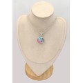 Pendentif rond Turquoise d'Arizona Pink Dahlia - Bijoux en Turquoise