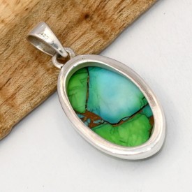 Pendentif Turquoise du Nevada ovale Peacock - Bijoux en Turquoise
