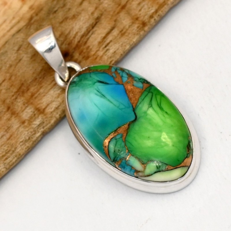 Pendentif Turquoise du Nevada ovale Peacock - Bijoux en Turquoise