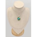 Pendentif Turquoise Nevada Peacock rectangulaire argent 925