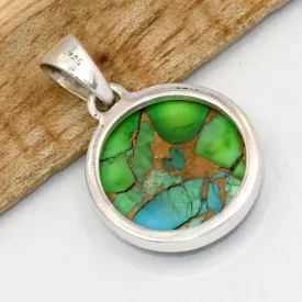 Pendentif Turquoise du Nevada Peacock rond - Bijoux en Turquoise