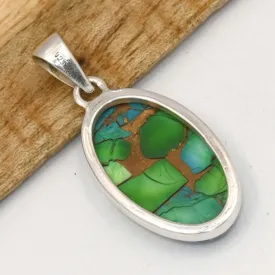 Pendentif argent Turquoise Peacock (composite) - Bijoux en Turquoise