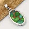 Pendentif argent Turquoise Peacock (composite) - Bijoux en Turquoise