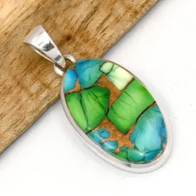 Pendentif argent Turquoise Peacock (composite) - Bijoux en Turquoise