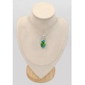 Pendentif ovale Turquoise Peacock composite argent 925