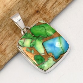 Pendentif en Turquoise d'Arizona argent 925 (composite) - Bijoux en Turquoise
