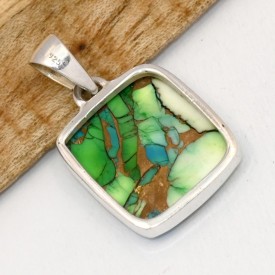 Pendentif en Turquoise d'Arizona argent 925 (composite) - Bijoux en Turquoise