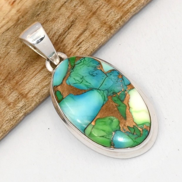 Pendentif artisanal en Turquoise d'Arizona - Bijoux en Turquoise