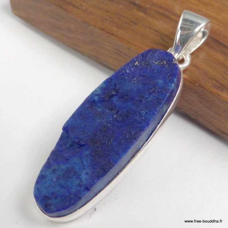 Pendentif Lapis lazuli brut ovale argent 925 – énergie et intuition