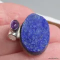 Pendentif Lapis lazuli brut et Améthyste cabochon - Bijoux en Lapis-lazuli