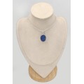 Petit pendentif Lapis lazuli brut ovale argent 925, énergie et sagesse