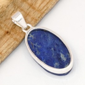 Pendentif Lapis lazuli ovale brut argent 925 – pierre authentique