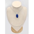 Pendentif Lapis lazuli ovale brut argent 925 – pierre authentique