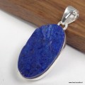 Pendentif Lapis lazuli ovale brut argent 925 – pierre authentique