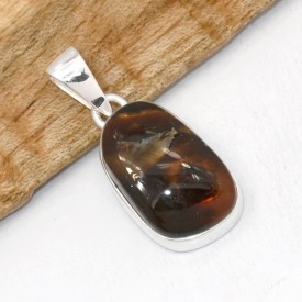 Pendentif Agate de Feu Argent 925 - Pièce Unique