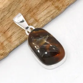 Pendentif Agate de Feu forme libre serti clos - Bijoux en Agate de Feu