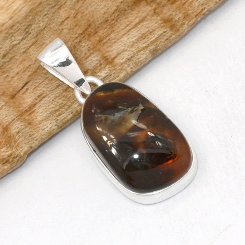 Pendentif Agate de Feu Argent 925 - Pièce Unique