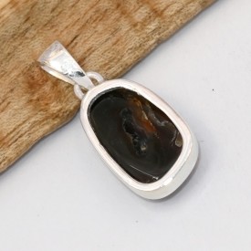 Pendentif Agate de Feu Argent 925 - Pièce Unique