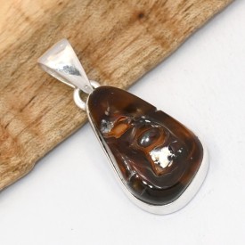 Pendentif Agate de Feu Forme Libre en Argent 925