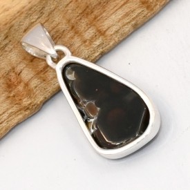 Pendentif Agate de Feu Forme Libre en Argent 925