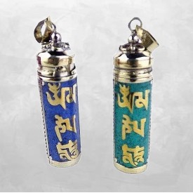 Pendentif tibétain Tube Mantra Chenrezi – Imitation pierres