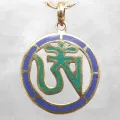 Bijou tibétain Pendentif bouddhiste OM couleur lapis - Pendentifs tibétains bouddhistes